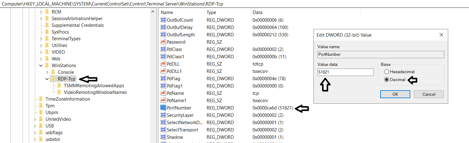 Regedit Change RDP Port